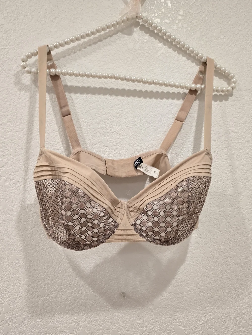 LOU Paris Underwire Bra 2 Pieces 32E Tan Black - Picture 2 of 9